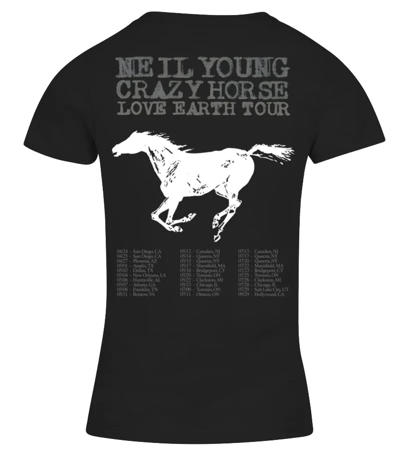 2 SIDE  NEIL YOUNG  CRAZY HORSE 2024 TOUR CAMISETA CUELLO PICO MUJER
