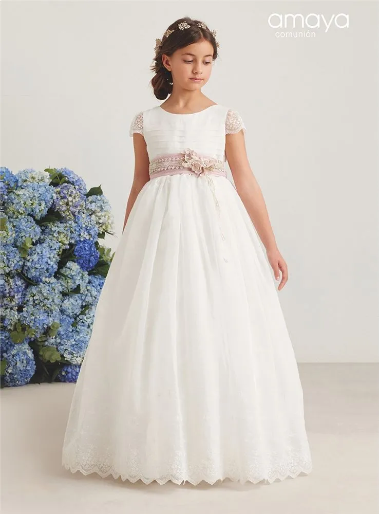 587004MCVESTIDO M CORTA ORGANZA BORDADA