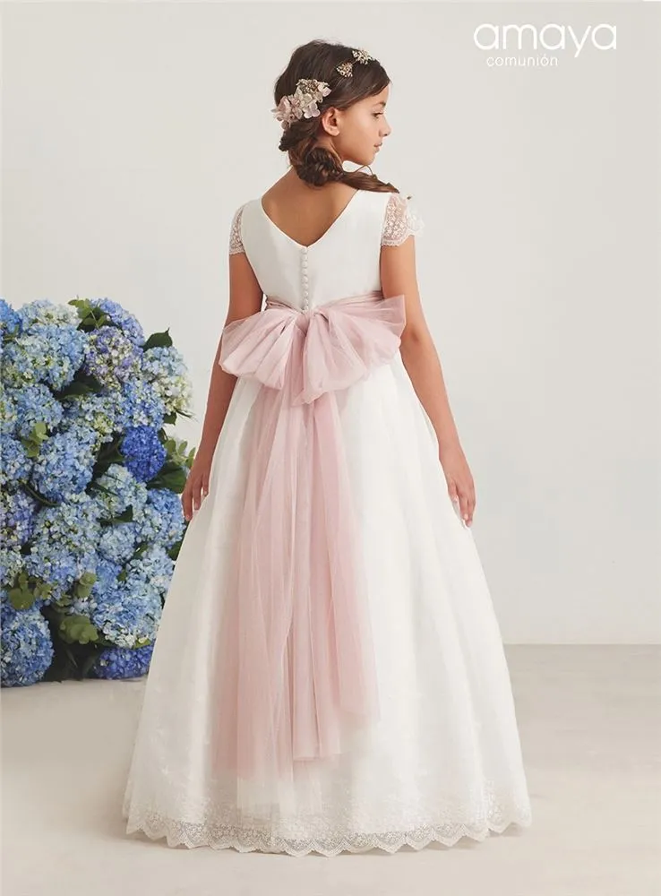 587004MCVESTIDO M CORTA ORGANZA BORDADA