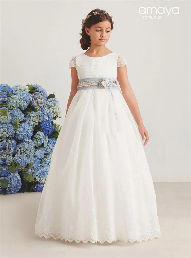 587004MCVESTIDO M CORTA ORGANZA BORDADA