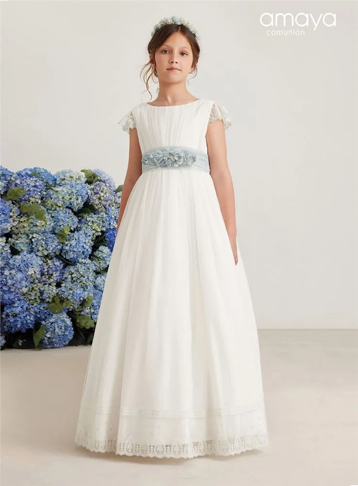 587011MCVESTIDO MC TUL Y PUNTILLA