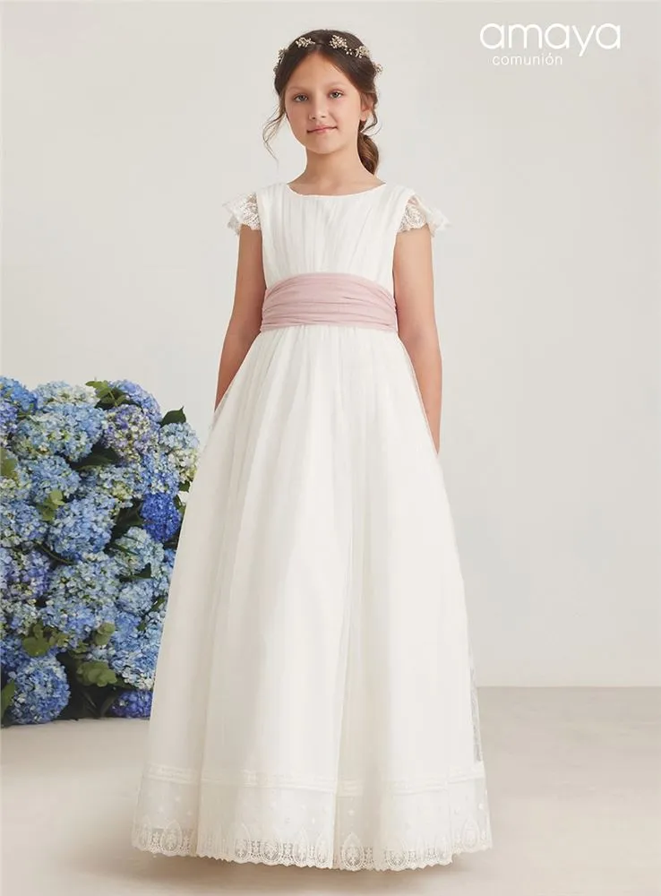 587011MCVESTIDO MC TUL Y PUNTILLA