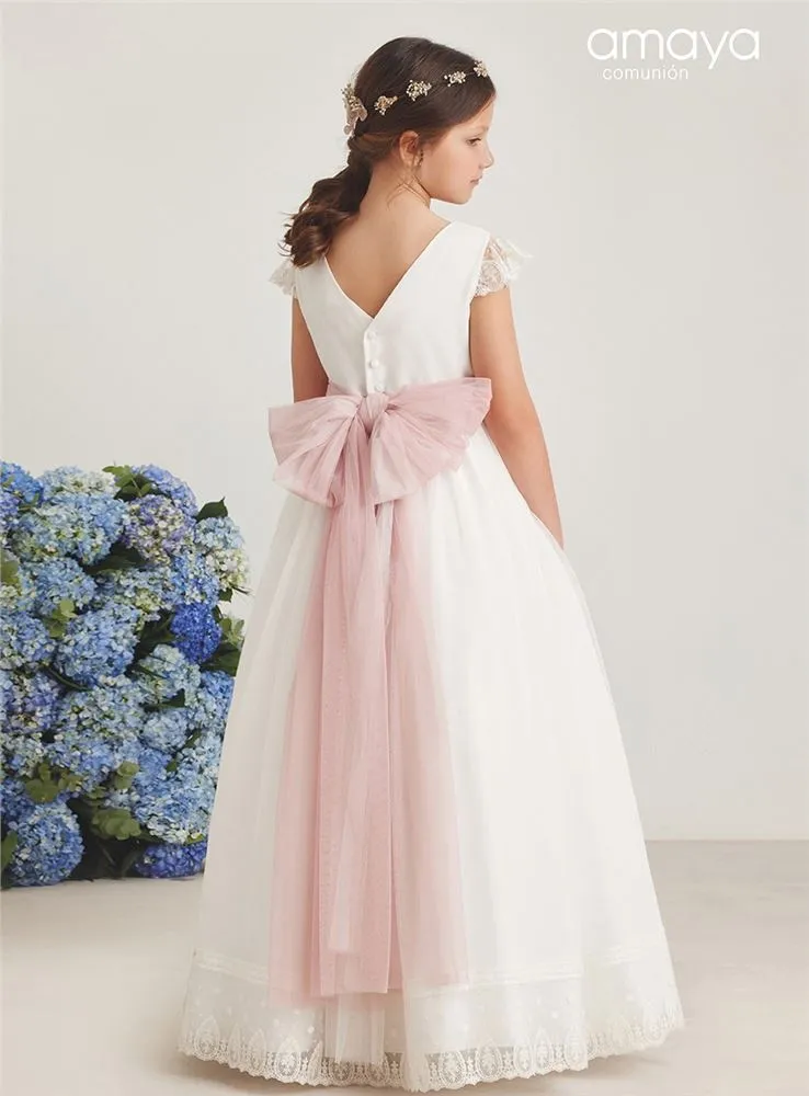 587011MCVESTIDO MC TUL Y PUNTILLA