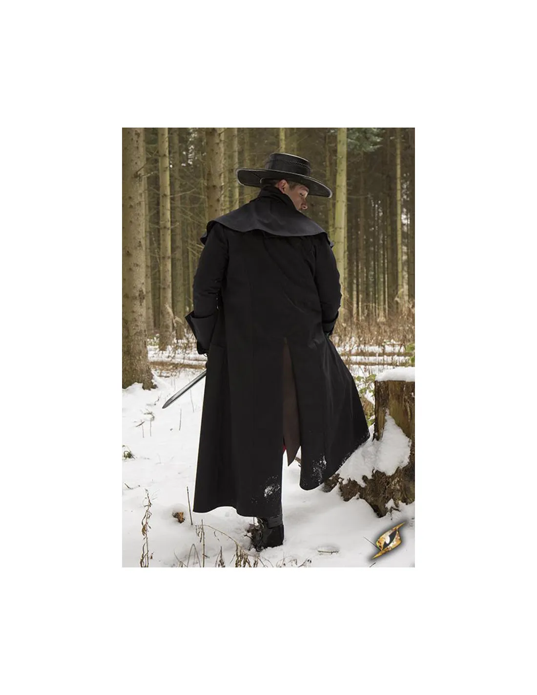 Abrigo medieval cazador Hellsing, color negro