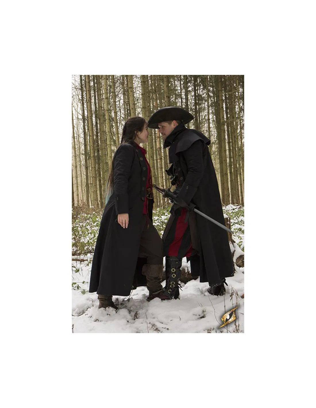 Abrigo medieval cazador Hellsing, color negro