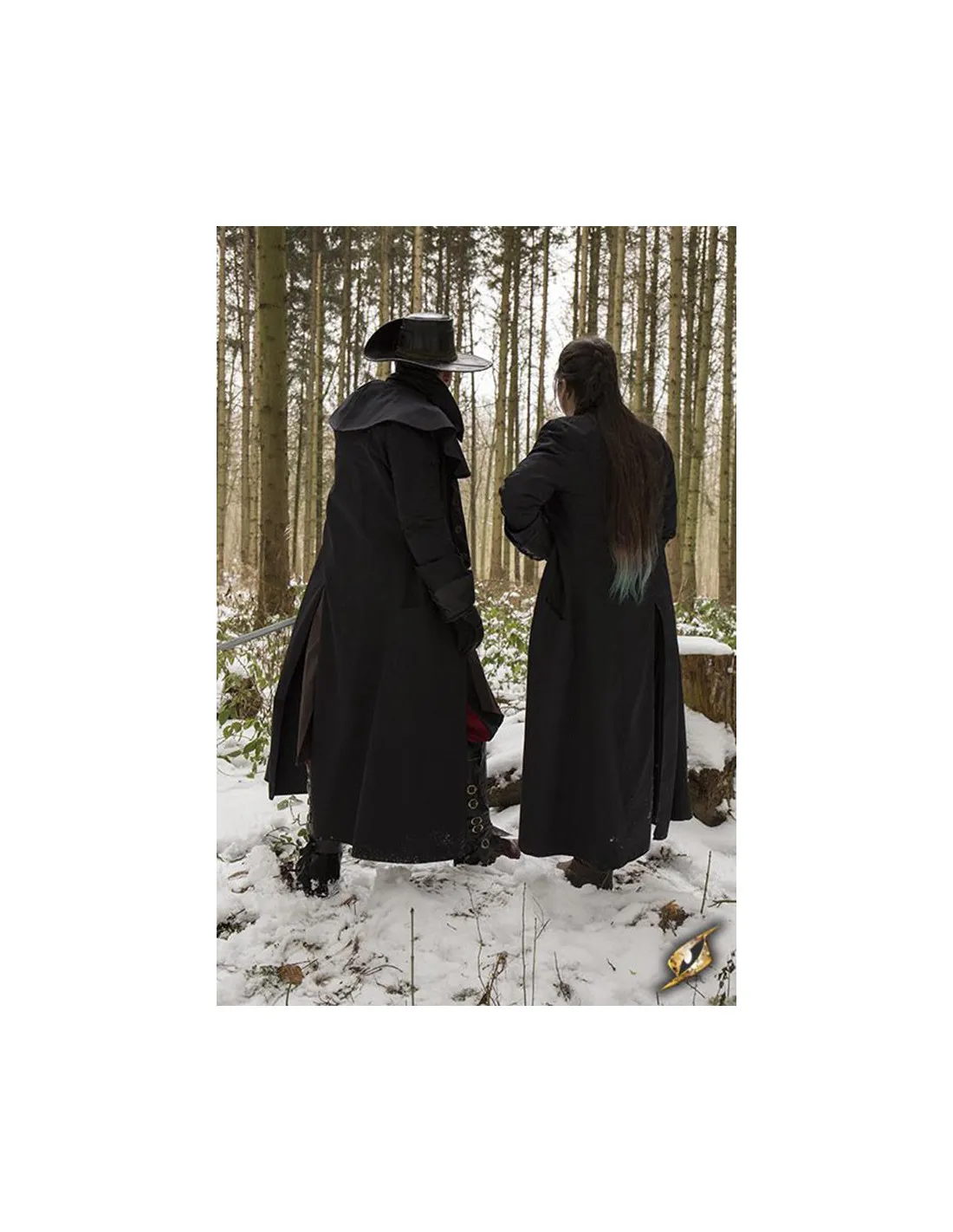 Abrigo medieval cazador Hellsing, color negro