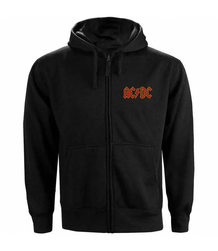 ACDC Logo (Back Print) Sudadera con capucha y Cremallera Licencia Oficial RockOff ACDCZHD05MB
