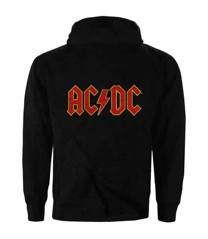 ACDC Logo (Back Print) Sudadera con capucha y Cremallera Licencia Oficial RockOff ACDCZHD05MB
