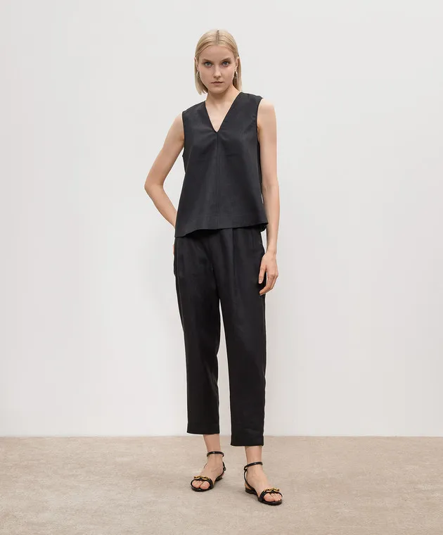 Asceno Andon black linen pants