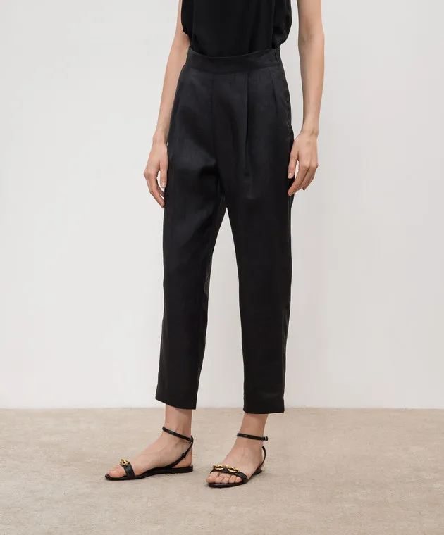 Asceno Andon black linen pants