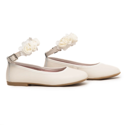Bailarina comunion beige con flores