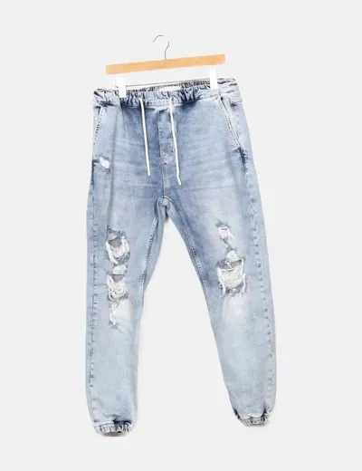 Bershka Pantalón vaquero jogger