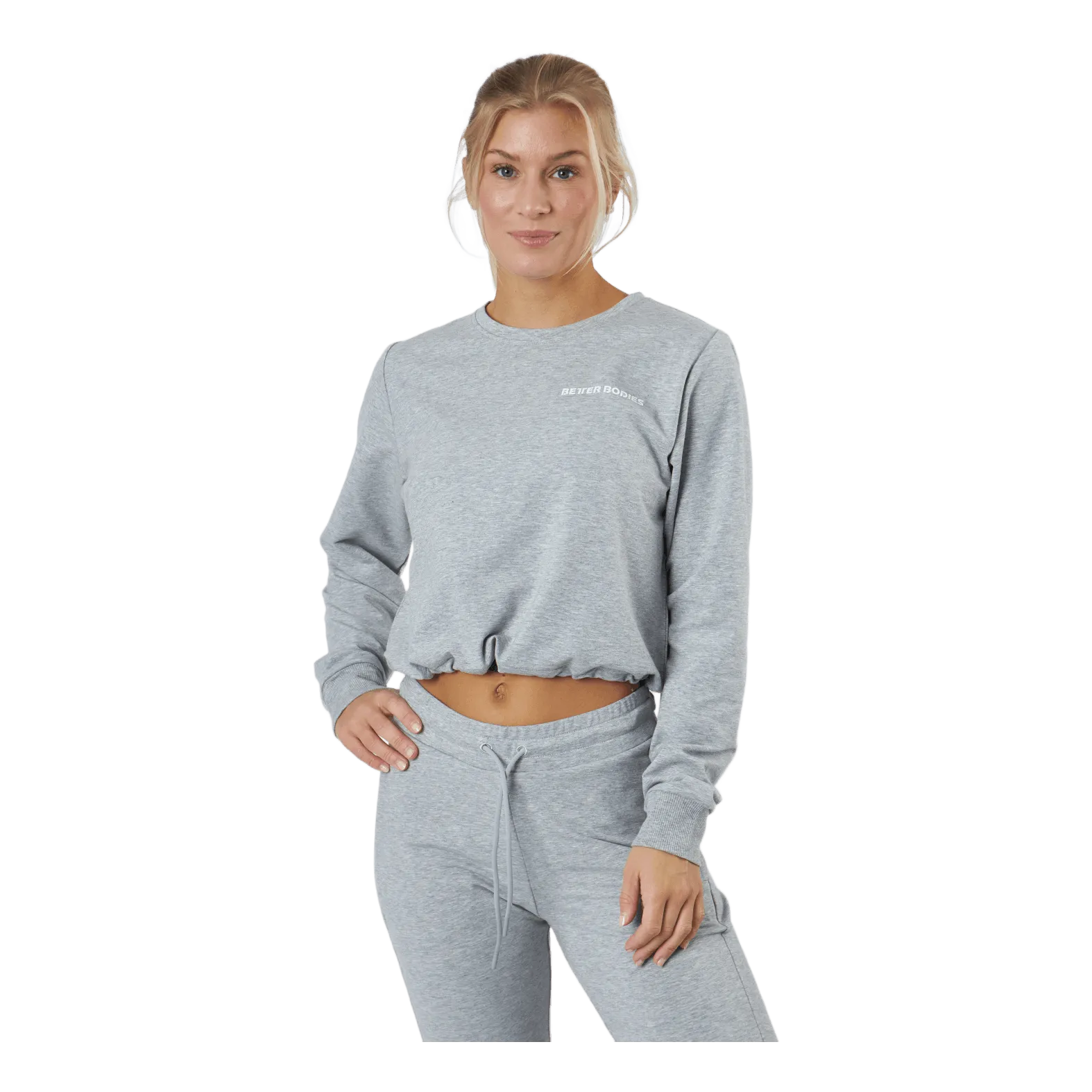 Better Bodies Empire Cropped Crew Light Grey Melange