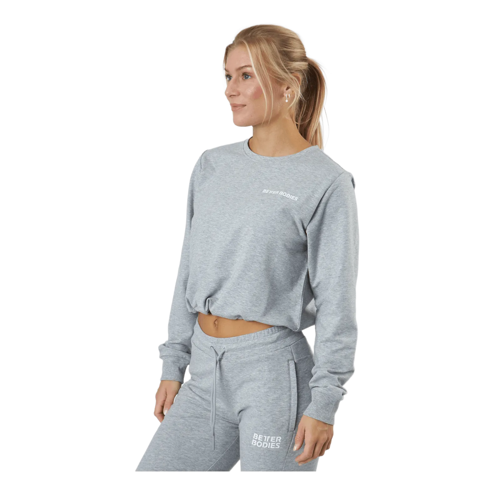 Better Bodies Empire Cropped Crew Light Grey Melange
