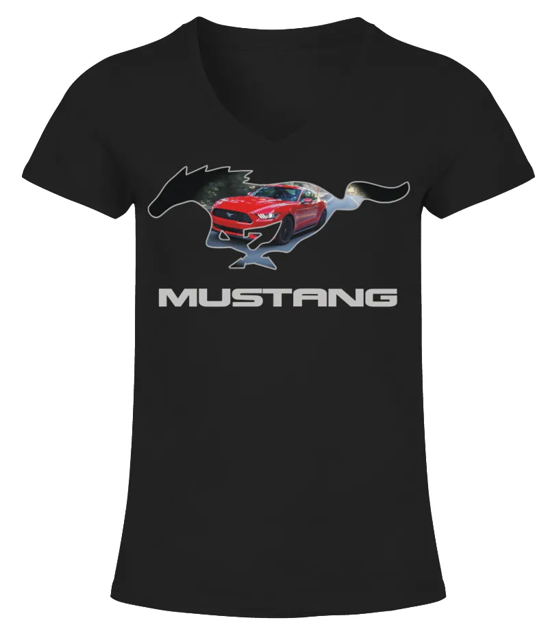 BK. FORD MUSTANG LOGO TSHIRT CLASSIQUE CAMISETA CUELLO PICO MUJER