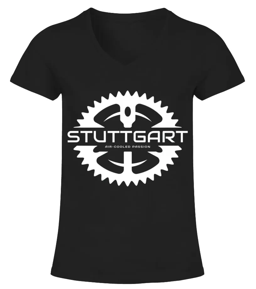 BK. STUTTGART AIRCOOLED SPORTS CAR PREMIUM TSHIRT CAMISETA CUELLO PICO MUJER