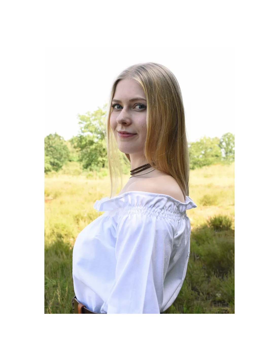 Blusa medieval blanca manga larga, Carmen