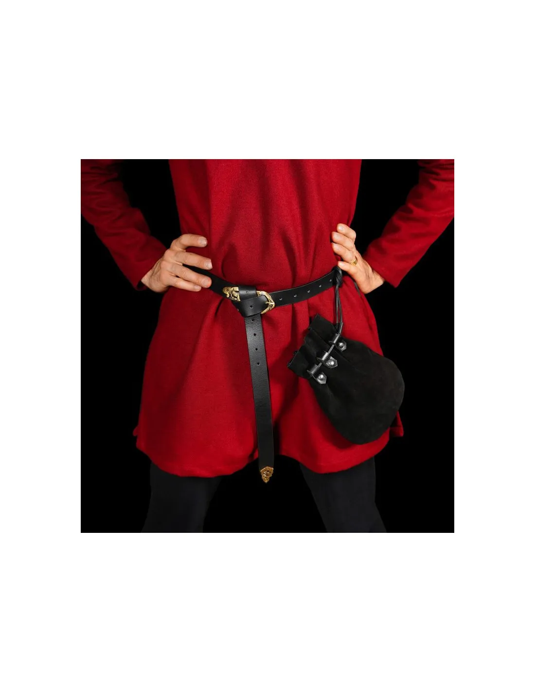 BOLSA MEDIEVAL LIMOSNERA  NEGRA (23,3X18,2 CM.)