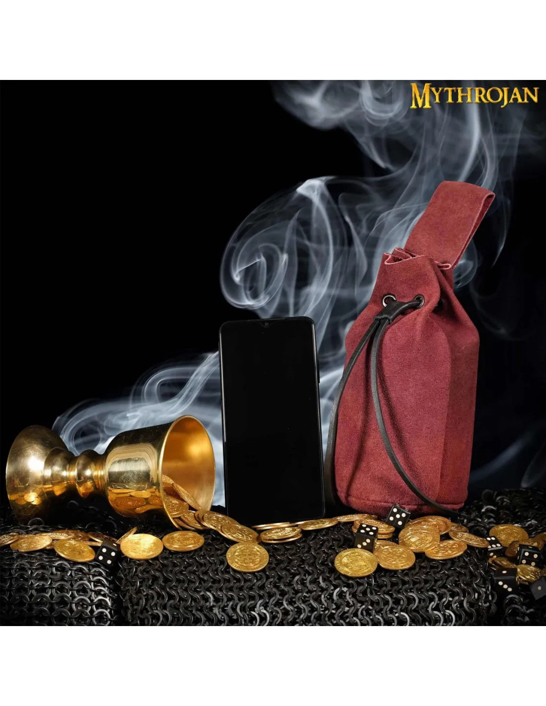 BOLSITA MEDIEVAL PARA RECREACIONISTAS  VINO TINTO