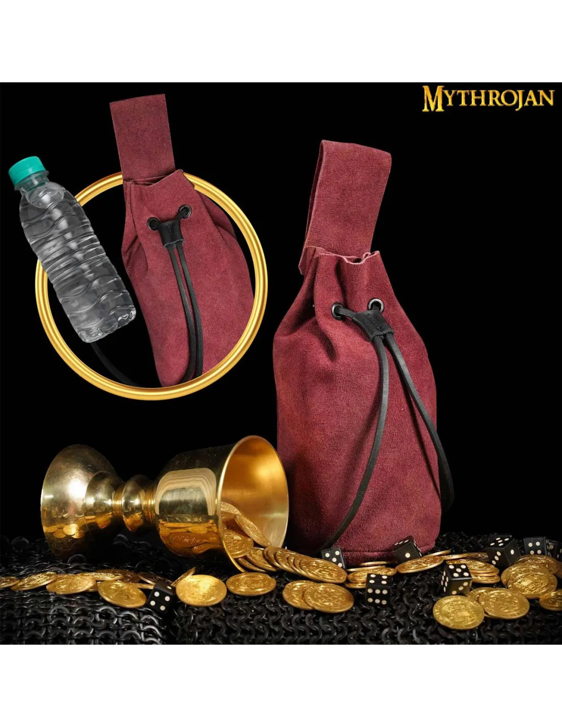 BOLSITA MEDIEVAL PARA RECREACIONISTAS  VINO TINTO