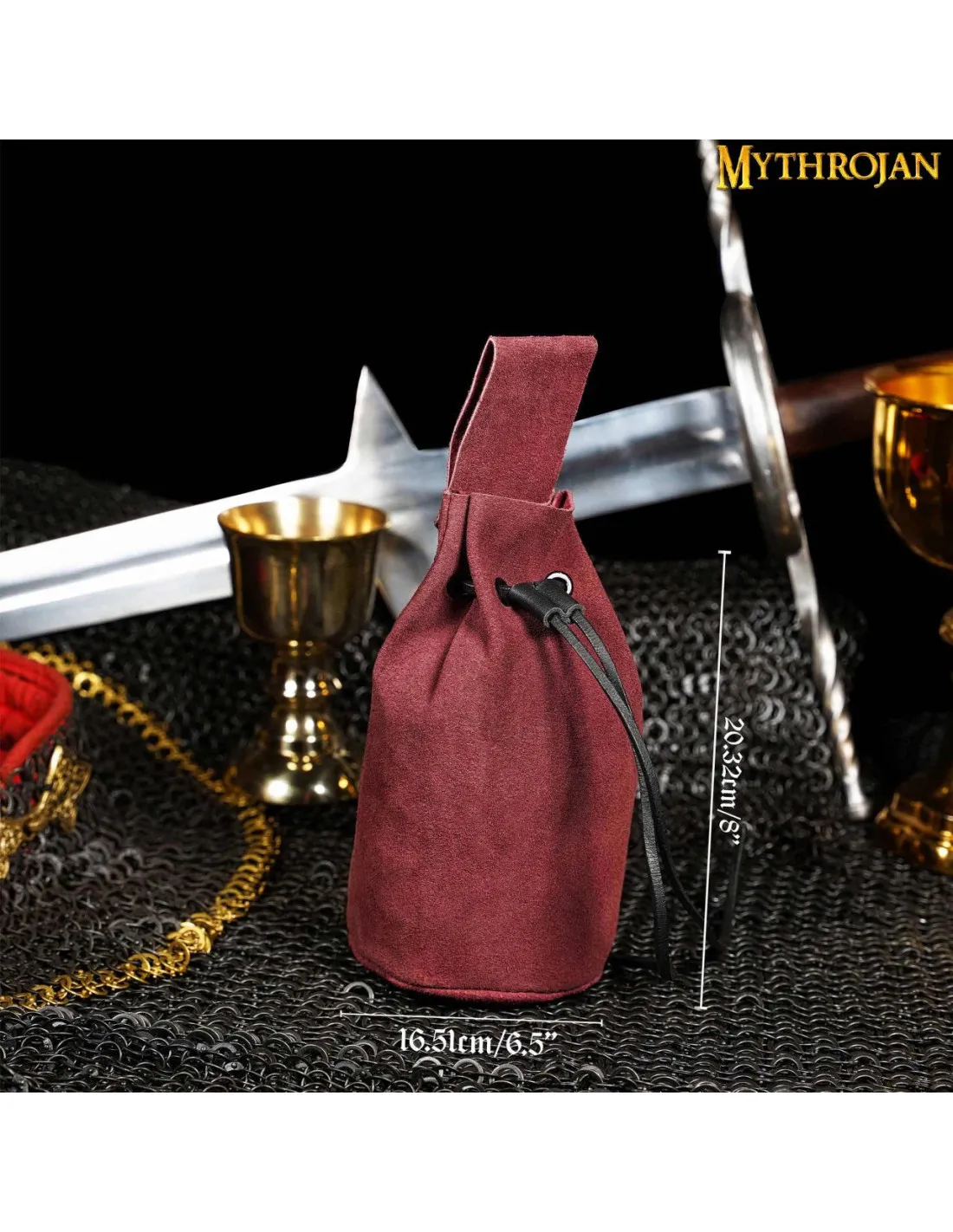 BOLSITA MEDIEVAL PARA RECREACIONISTAS  VINO TINTO
