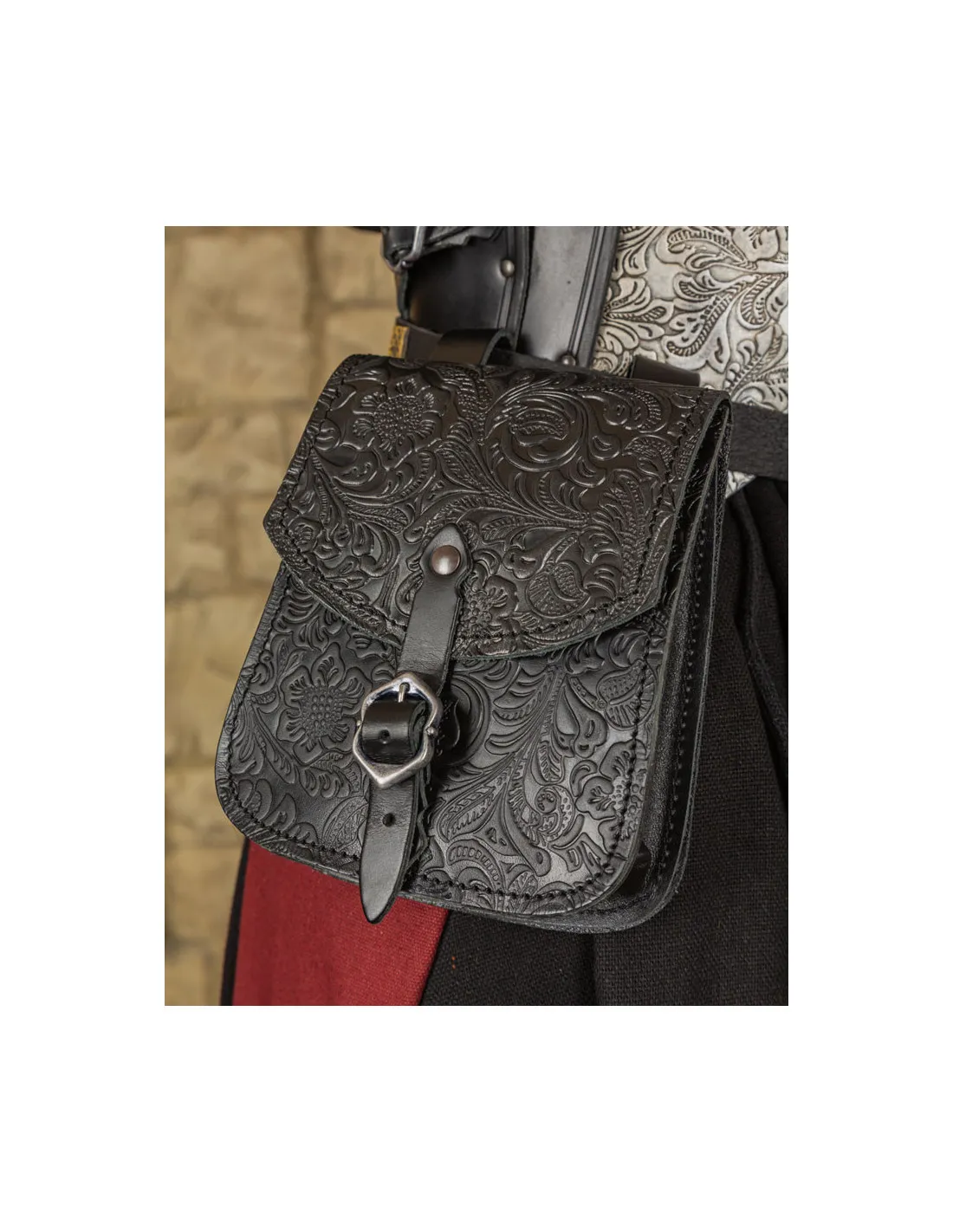 Bolso medieval Beatriz en cuero negro