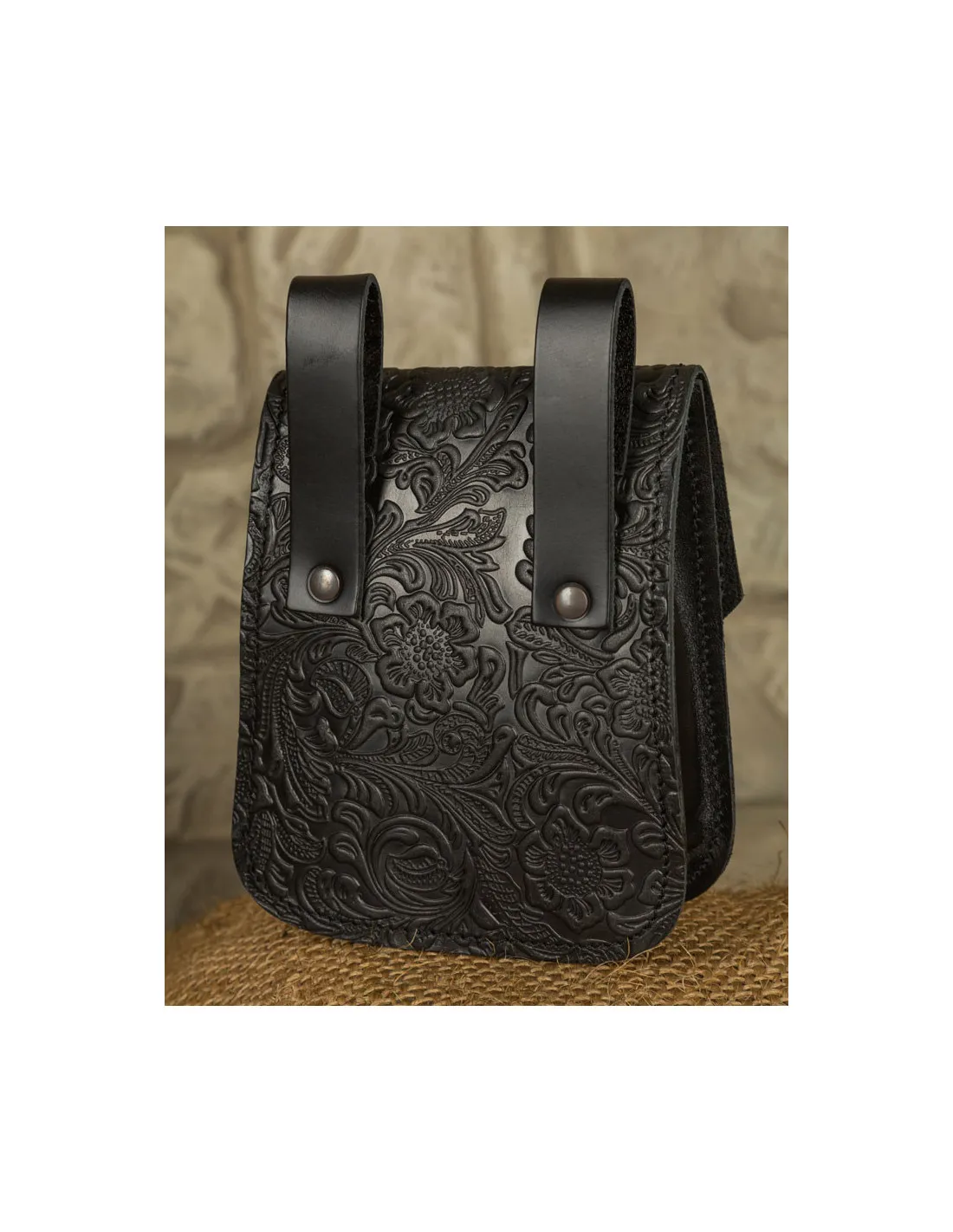 Bolso medieval Beatriz en cuero negro