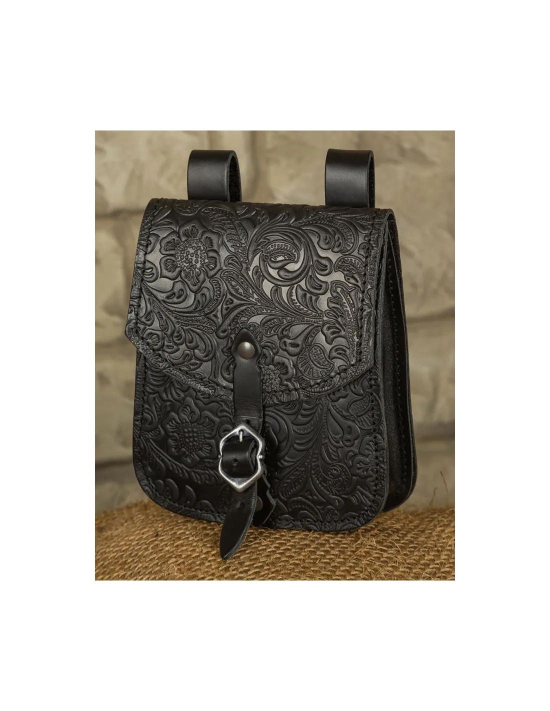 Bolso medieval Beatriz en cuero negro