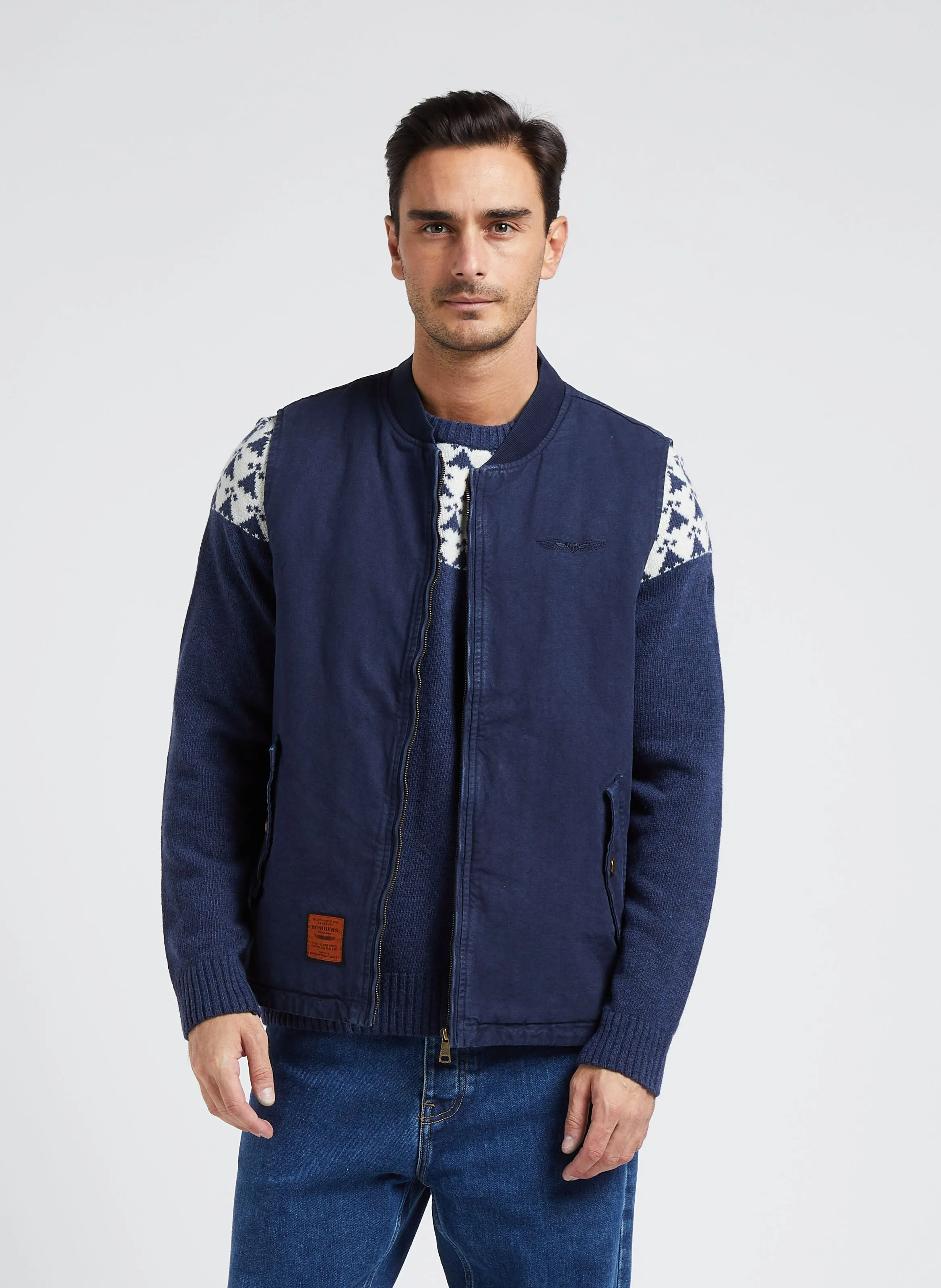 BOMBERS ORIGINAL ROBSON  CHAQUETA DE ALGODóN CON CUELLO REDONDO EN AZUL