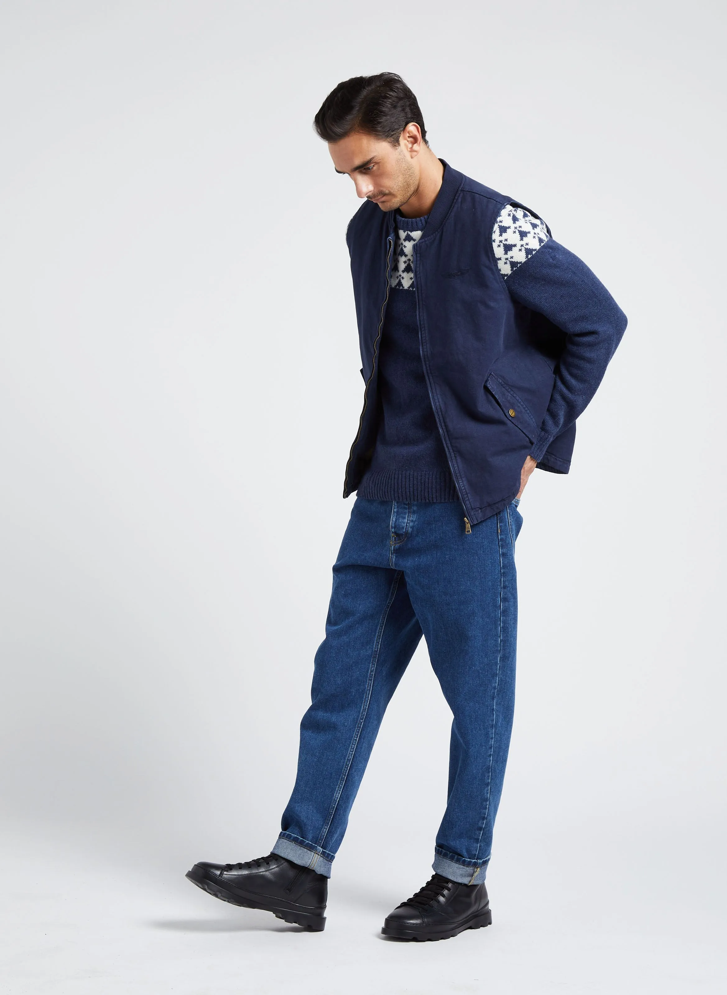 BOMBERS ORIGINAL ROBSON  CHAQUETA DE ALGODóN CON CUELLO REDONDO EN AZUL
