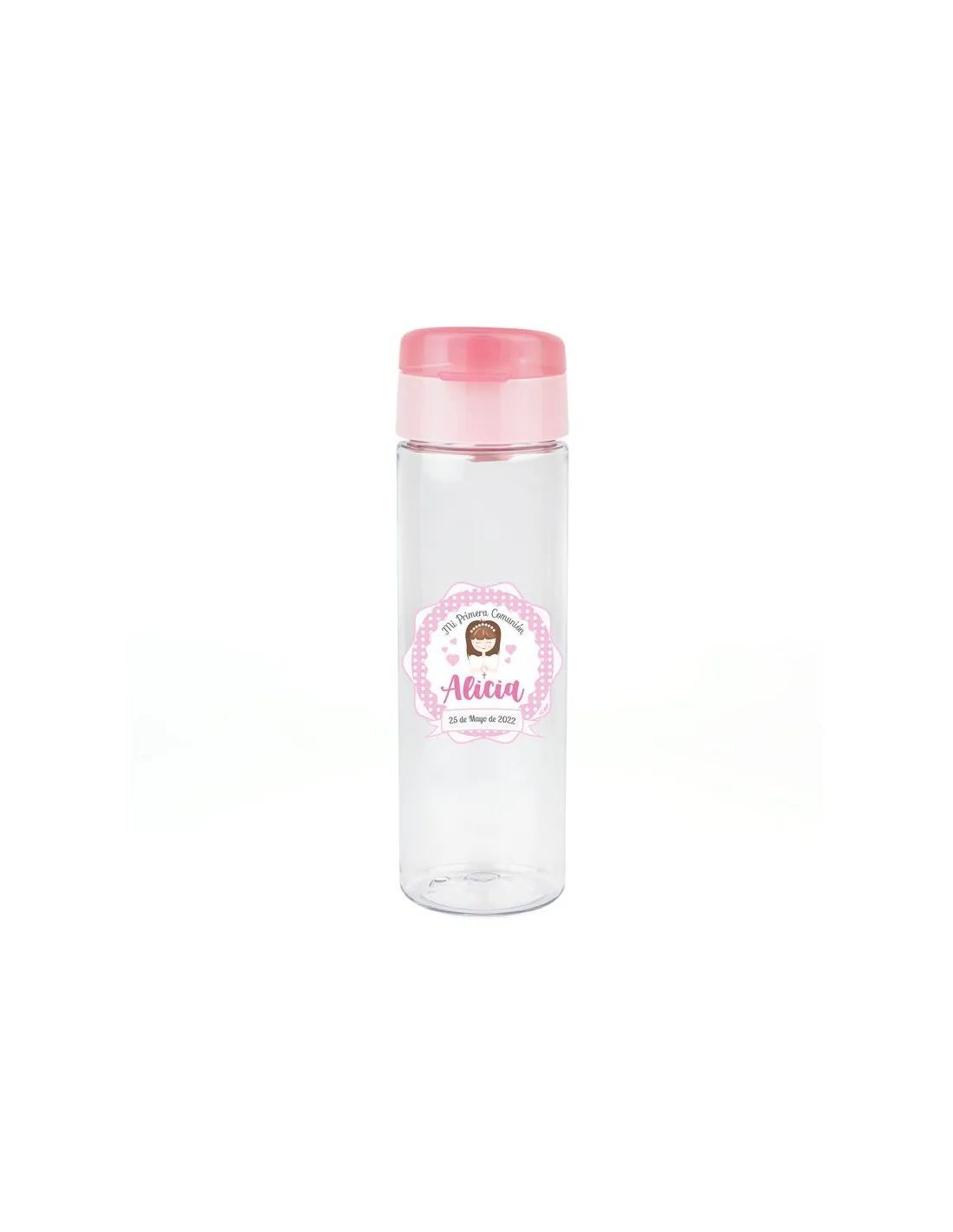 Botella Rosa 600ml personalizada Comunión de Mi Pipo