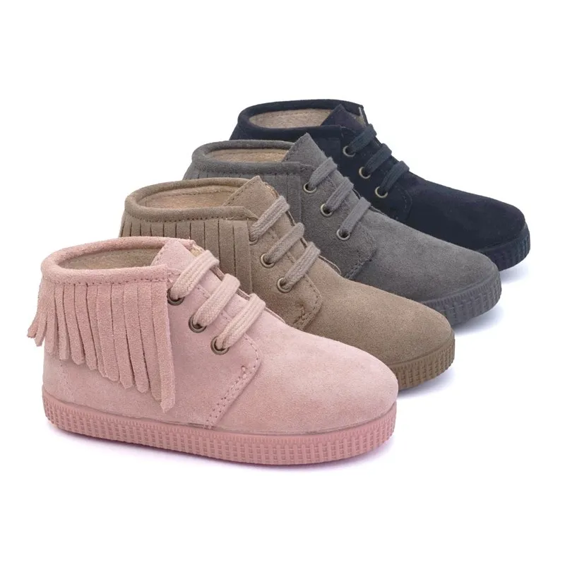 Botin niña de piel con flecos
