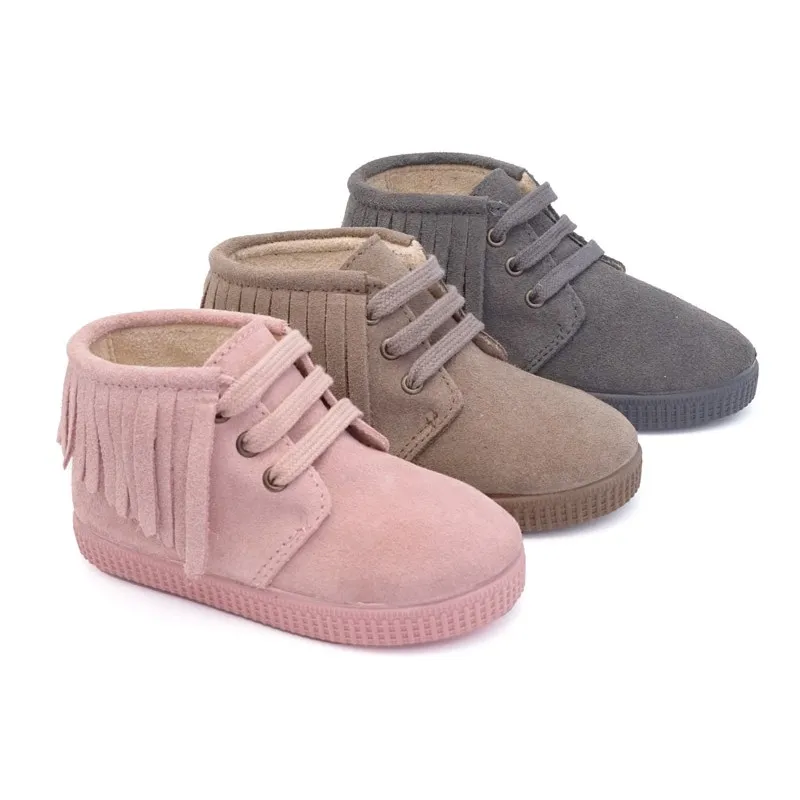 Botin niña de piel con flecos