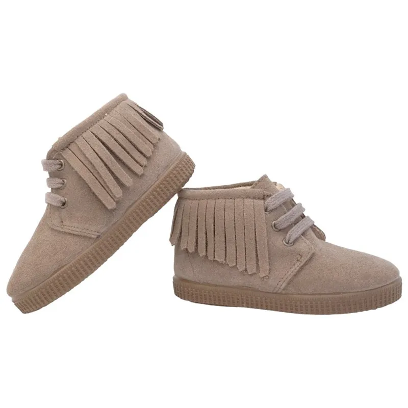 Botin niña de piel con flecos