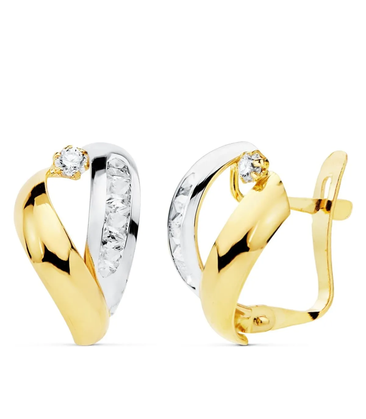 Boucles d'oreilles Bandes Illinois Or Bicolore 18K