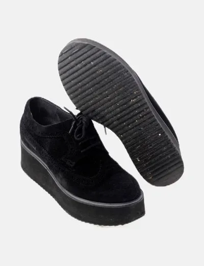Brownie Oxford negro con plataforma