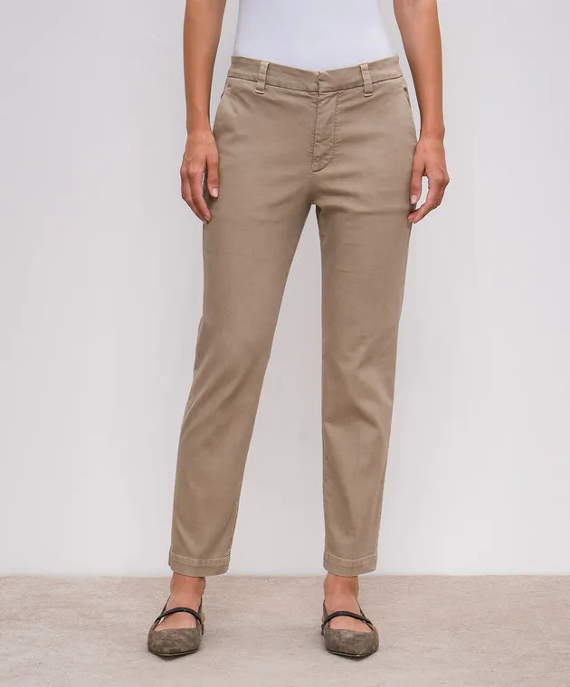 Brunello Cucinelli Beige pants with monil chain