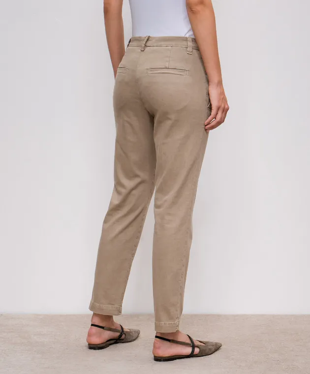 Brunello Cucinelli Beige pants with monil chain