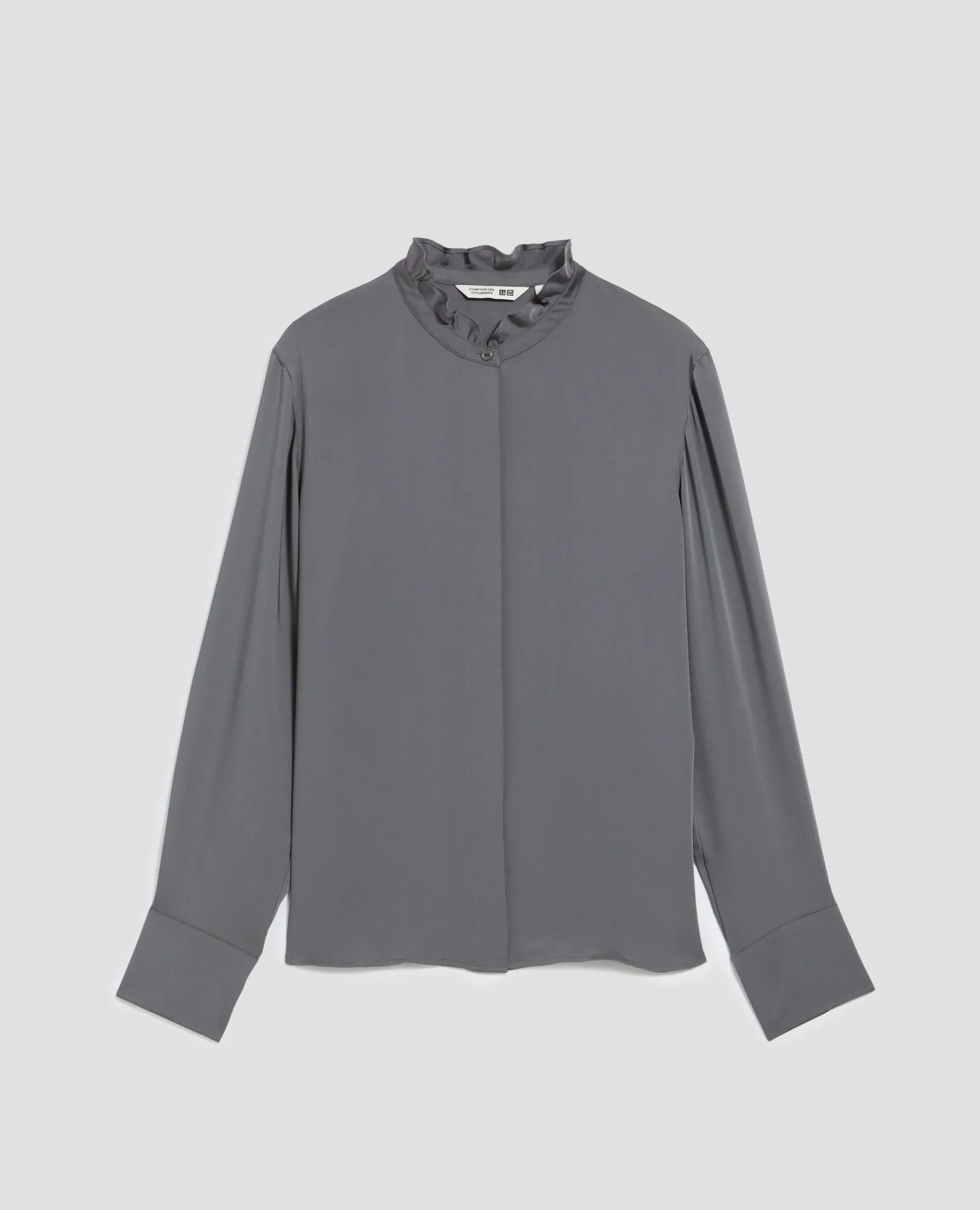 Camisa fluida con volantes grey