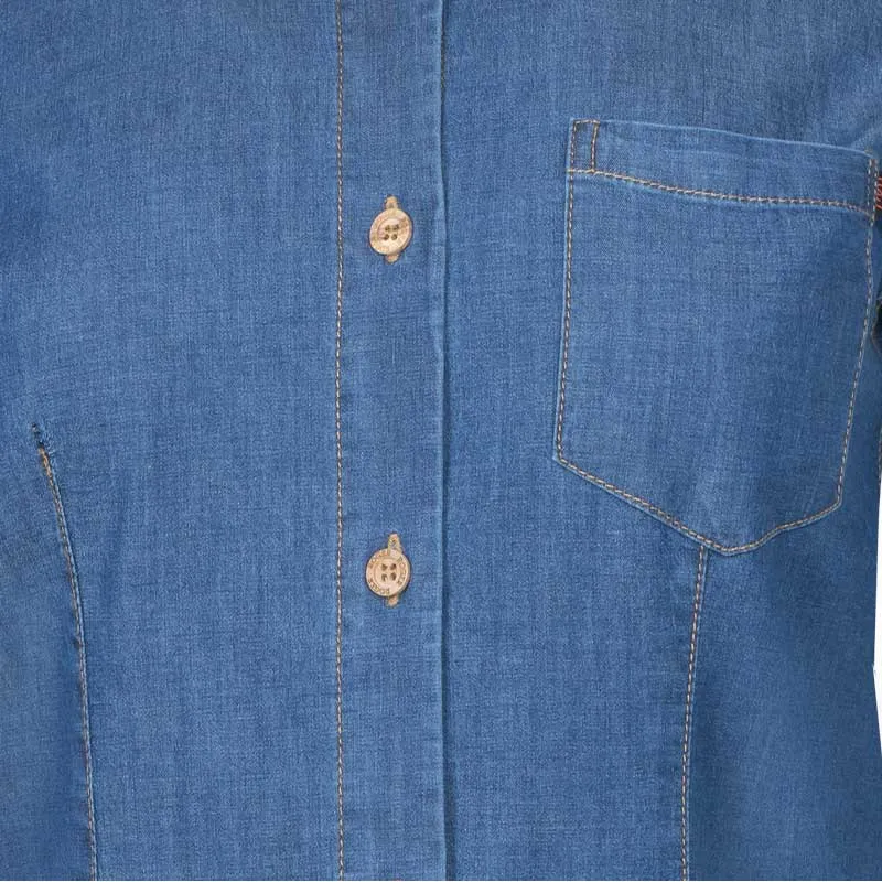 CAMISA TEJANA CON BOTONES DE MADERA DE MUJER  ROGER