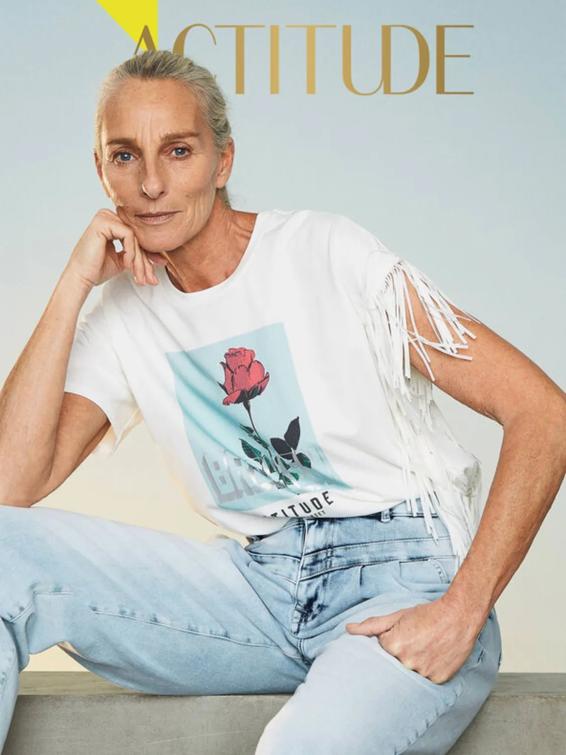 CAMISETA CON ESTAMPADO Y FLECOS TWIN SET/ACTITUDE