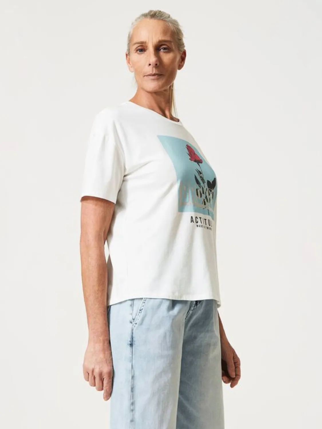 CAMISETA CON ESTAMPADO Y FLECOS TWIN SET/ACTITUDE