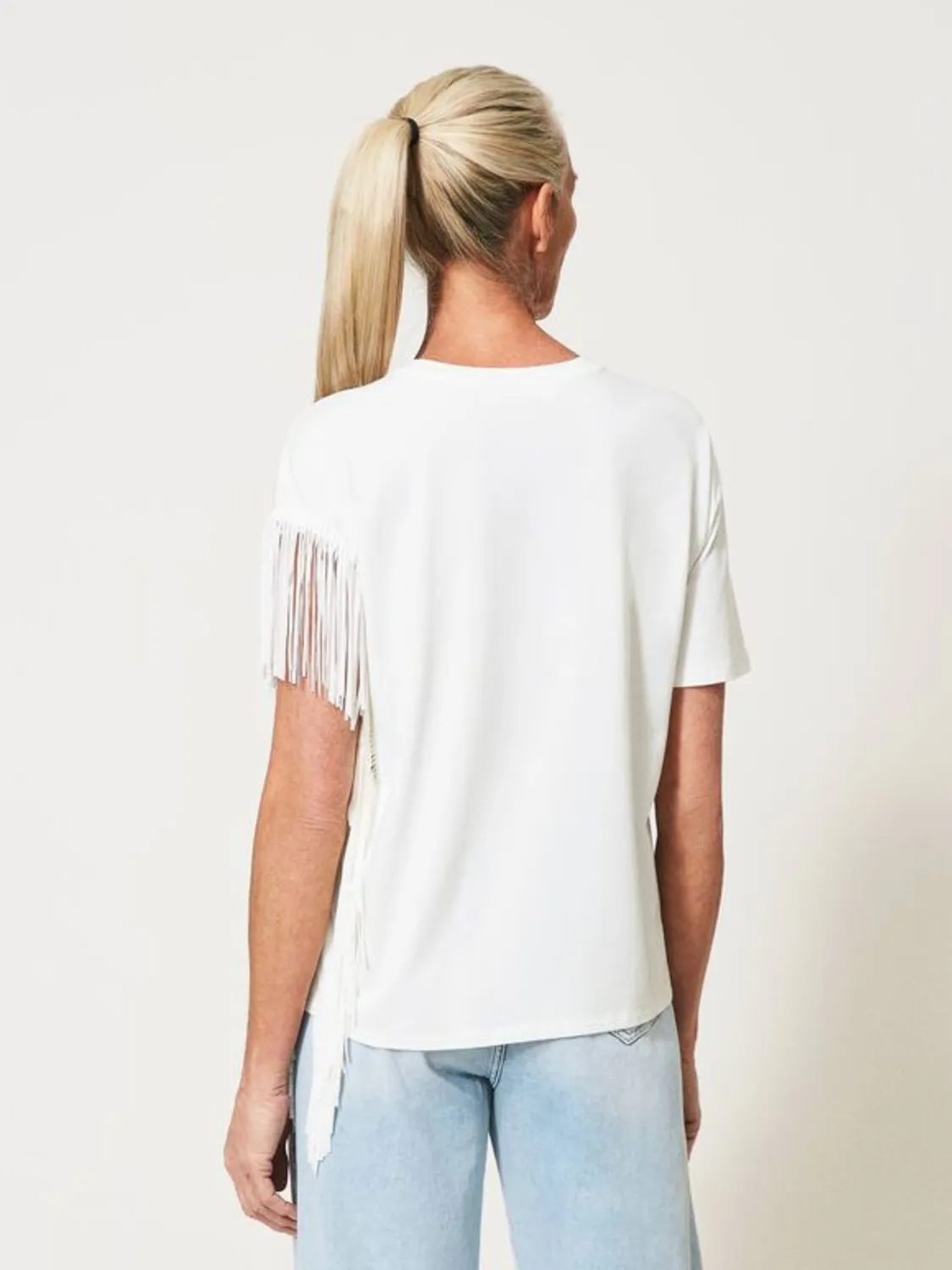 CAMISETA CON ESTAMPADO Y FLECOS TWIN SET/ACTITUDE