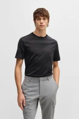  Camiseta de algodón mercerizado con jacquard a dos tonos