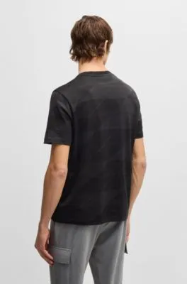  Camiseta de algodón mercerizado con jacquard a dos tonos