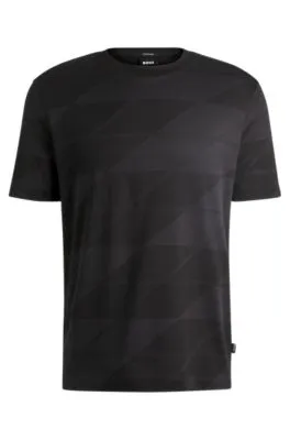  Camiseta de algodón mercerizado con jacquard a dos tonos
