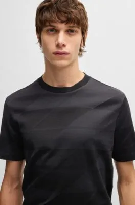  Camiseta de algodón mercerizado con jacquard a dos tonos