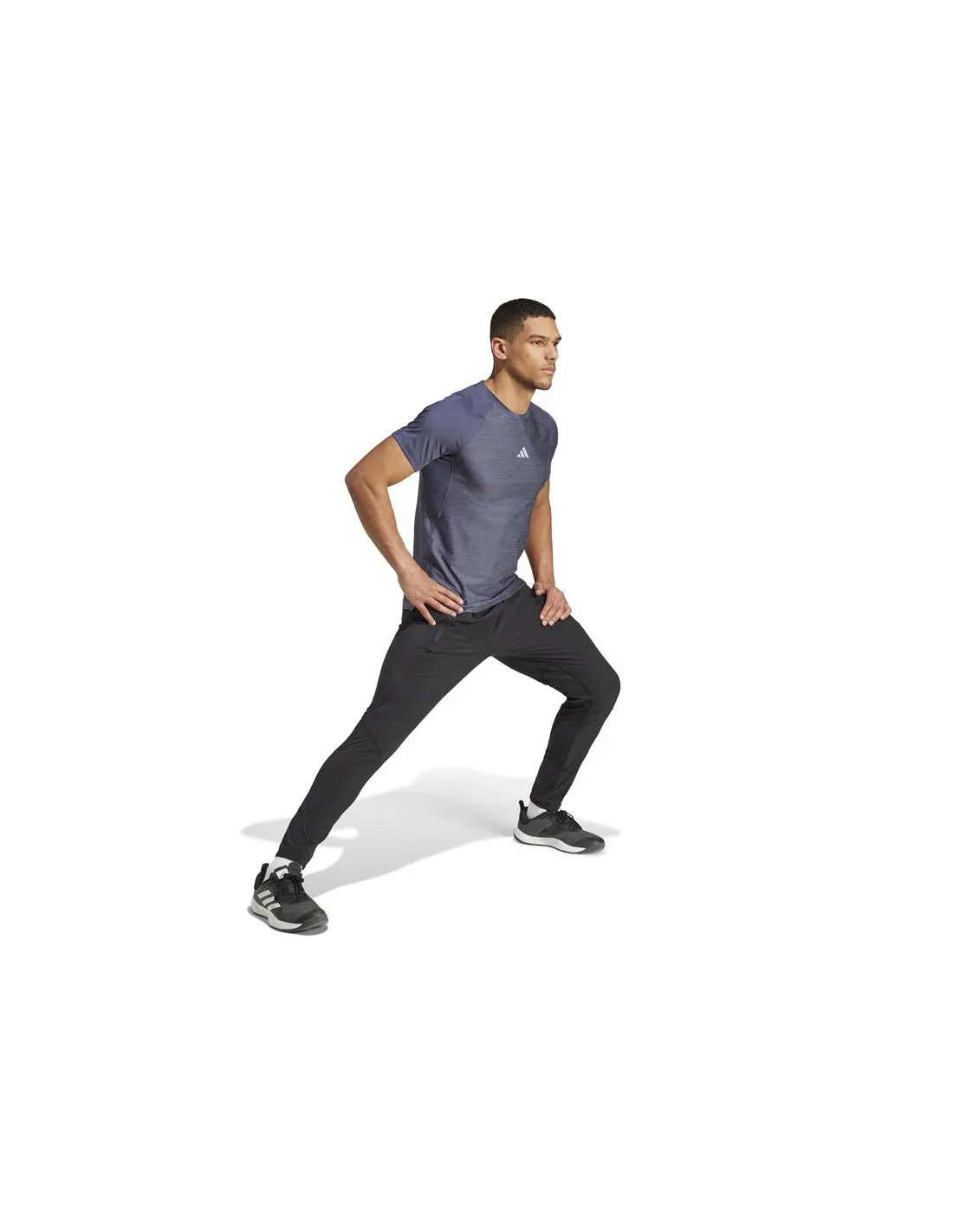 Camiseta de Fitness Gym+ 3 Bandas Hombre Azul