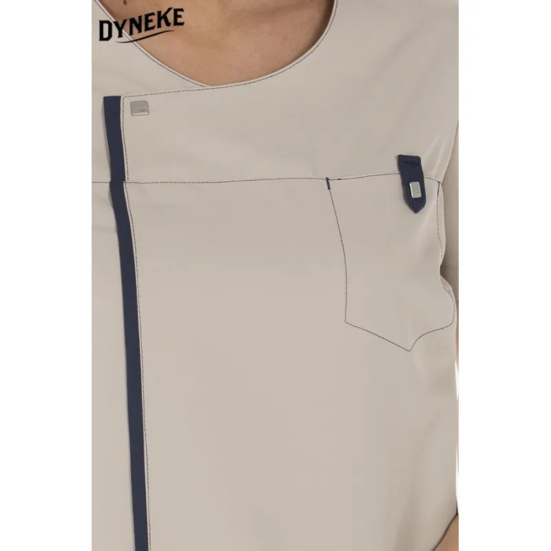 CAMISOLA DE MUJER MICROFIBRA BEIGE CON DETALLE MARINO  DYNEKE