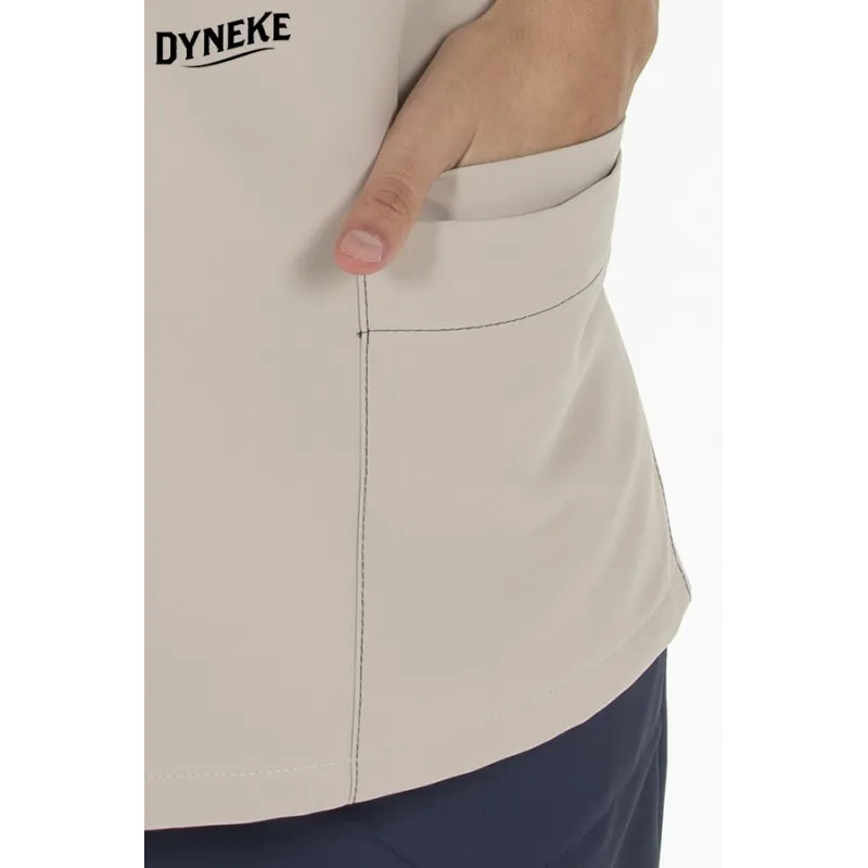 CAMISOLA DE MUJER MICROFIBRA BEIGE CON DETALLE MARINO  DYNEKE